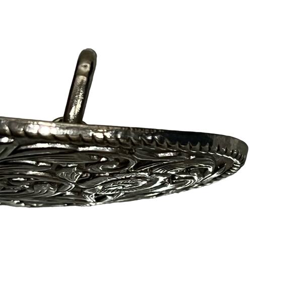 FLORAL ornate silver Swirl belt‎ buckle women’s Western oval - Picture 5 of 5